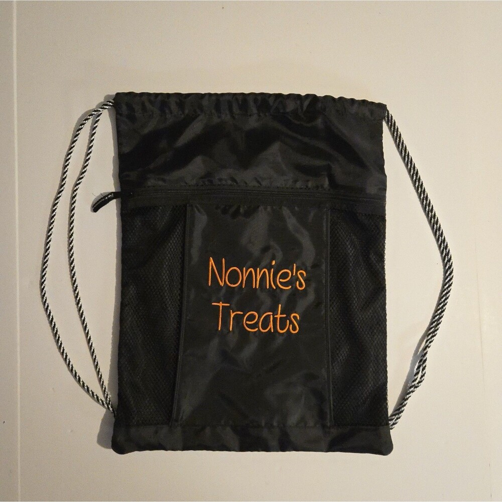 Nonnie's Treats Black Halloween Bag​Thirty-One Cinch Sac Drawstring Backpack